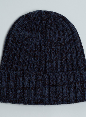 新款出口欧美 优雅气质夹花色罗纹毛线帽子男女冬 百搭旅游针织帽