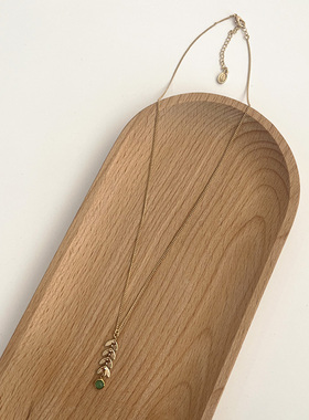 玛瑙铜细颈链女叶子项链