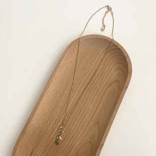 百搭小众锁骨颈链 优雅气质叶子玛瑙绿色项链女春夏 新款 出口英国