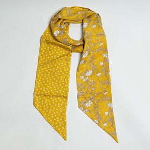 2025春夏新款 飘带护颈黄色碎花领巾清新旅行领巾包裹巾小尺寸丝巾