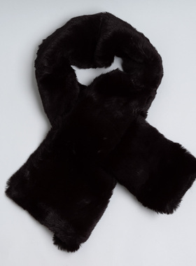 新款黑色富贵毛毛围巾 冬季仿皮草懒人交叉时髦贵妇 保暖毛领围脖