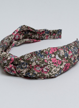 新款出口欧美 优雅气质绿色碎花印花发带发箍女 时尚百搭发夹头巾