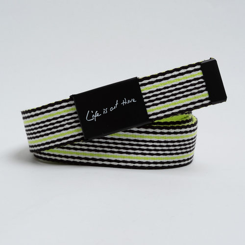 欧美免孔荧光条纹帆布工装腰带夏