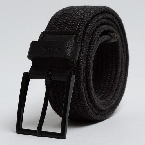 男士黑色蜡感棉弹力编织针扣腰带