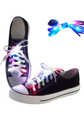 LED七彩发光鞋带扁闪光荧光蹦迪闪烁五彩夜光鬼步舞夜跑运动鞋灯