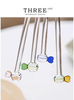 Tlife·Tiddler·玻璃吸管耐热创意喝水奶茶搅拌棒可爱 | 小鱼