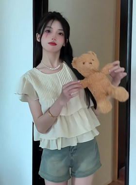 短袖上衣女蕾丝衫雪纺衫