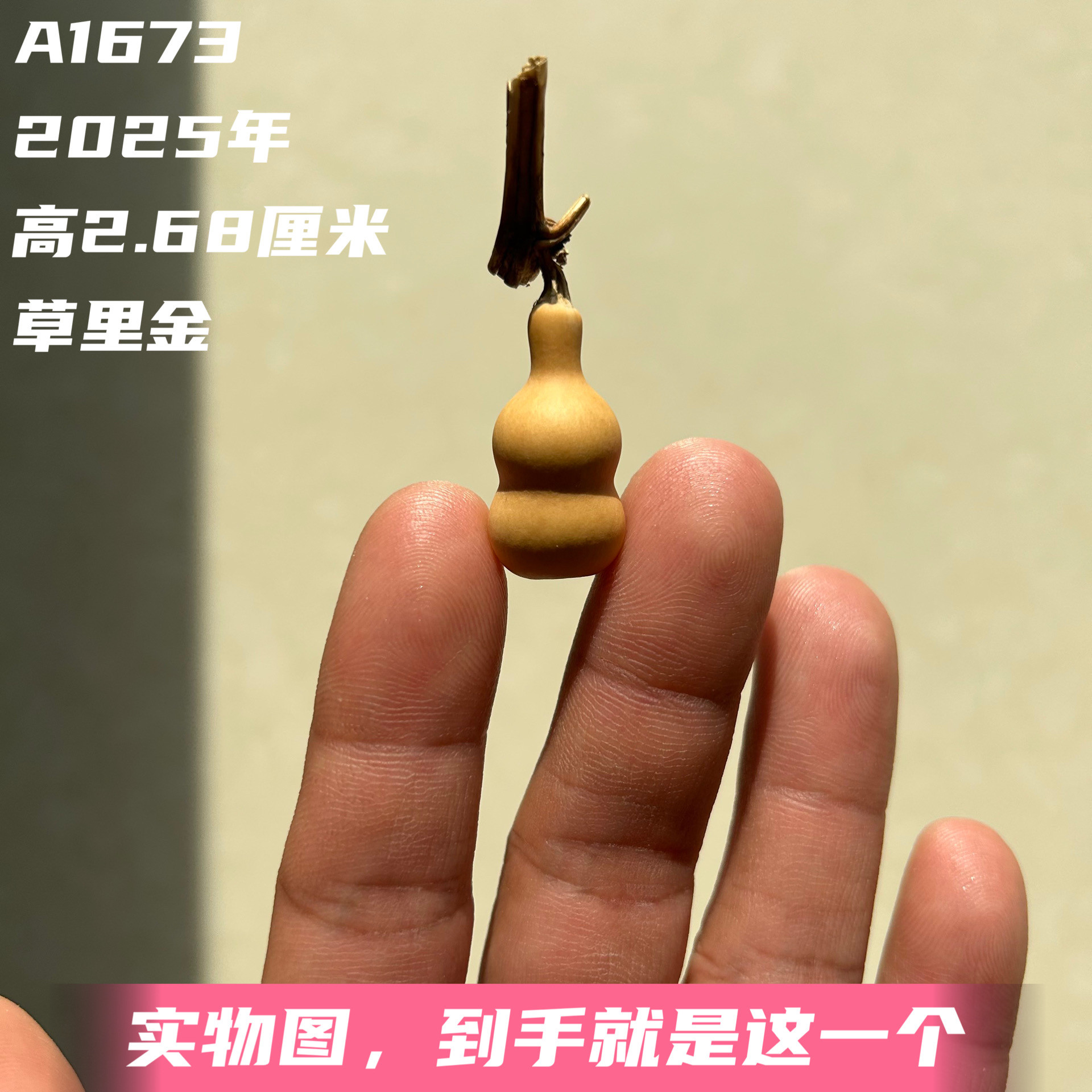 A1673高2.68厘米2025年精品手捻草里金葫芦