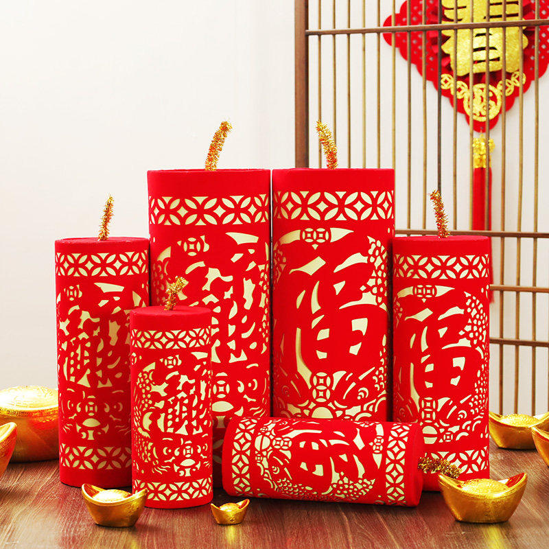 春节装饰坐炮场景布置商场酒店橱窗用品道具炮竹炮仗元旦新年摆件