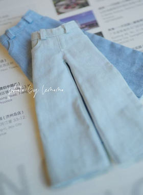 乐茉茉doll新款微喇叭牛仔裤OB22/24Blythe小布蓝豆豆AZONES现货