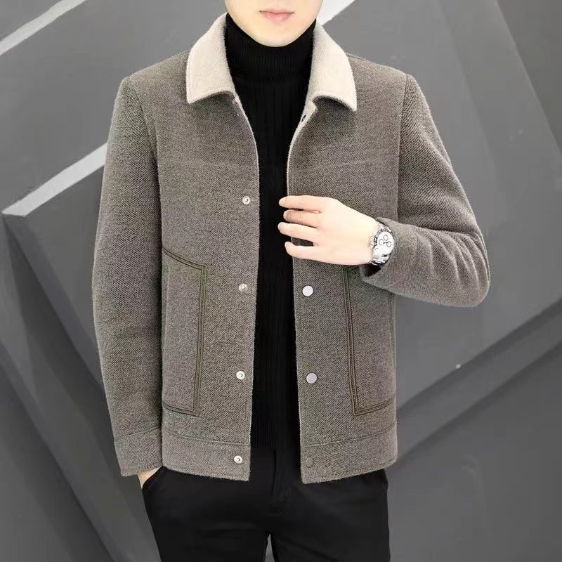冬季新款毛呢夹克外套男不起球
