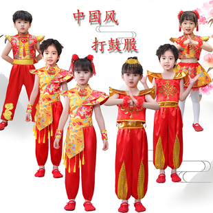六一儿童说唱中国红小梦娃表演盛世欢腾舞蹈太平女儿鼓喜庆演出服