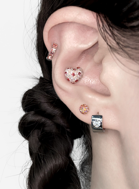 二十二丁目 爱心耳钉高级感女耳饰耳骨钉耳蜗钉耳环耳圈度假风
