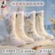 冬季 加绒棉靴中高筒刺绣靴古风绣花棉靴加绒保暖汉服靴内增高棉鞋
