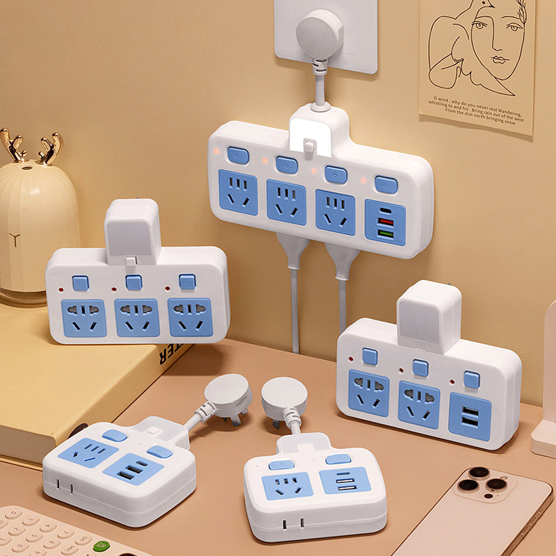 正牛正品插座一转多功能插排扩展多孔夜灯一体分控开关插头转换器