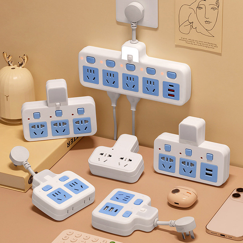 公正牛纯铜插座转换器无线插头夜灯USB开关多功能一转三多位排插