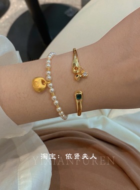 古法金施家珍珠小胖福百搭精致手链女饰品