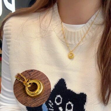 夫人手作  高保色拉丝小金坨福袋短款项链叠戴锁骨链 女饰品