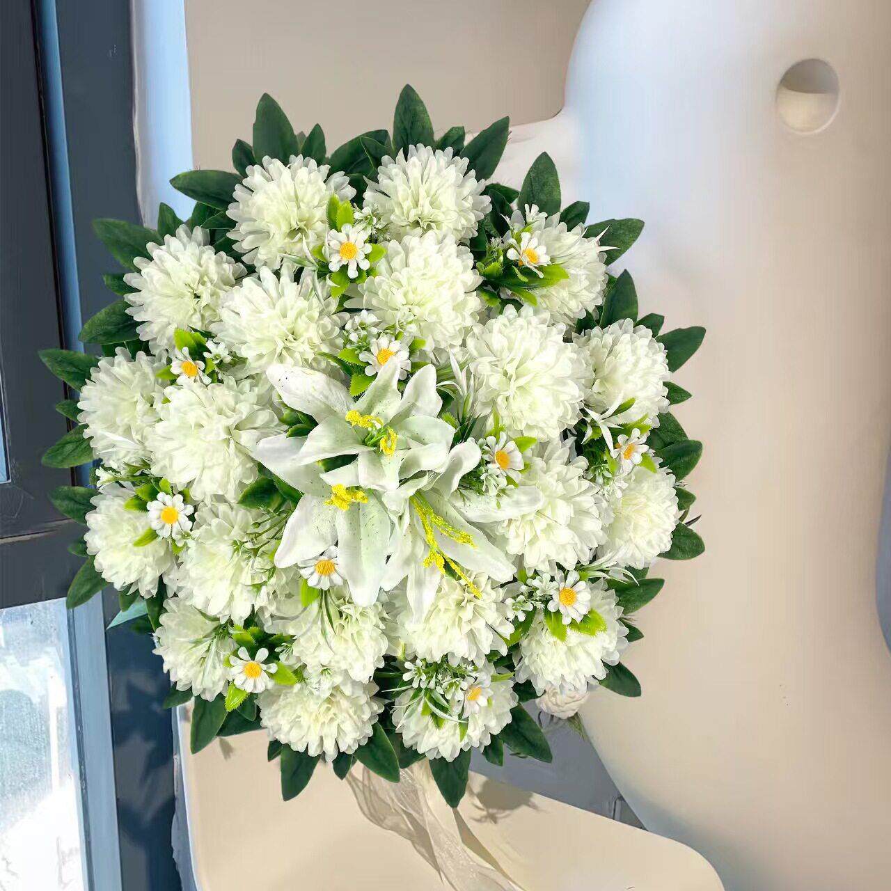 清明节仿真花公墓陵园上坟祭花祭坟墓追悼菊花花圈奠仪扫祭祀用品