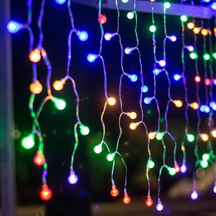 太阳能小彩灯led瀑布灯串窗帘灯户外阳台花园庭院防水布置装饰灯
