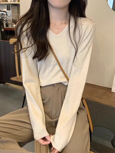 新品春秋冬季2025新款韩版长袖V领套头内搭打底针织衫女毛衣上衣
