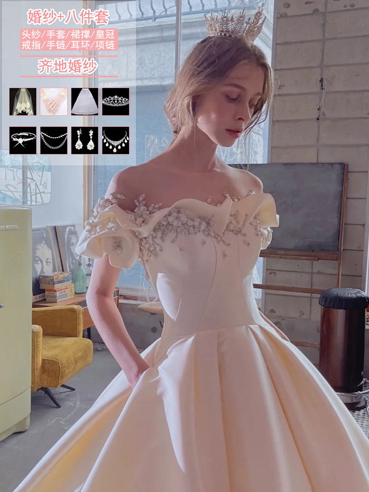  Champagne color wedding dress 