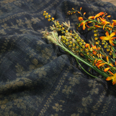 原创新款双层厚亚麻棉印花布料