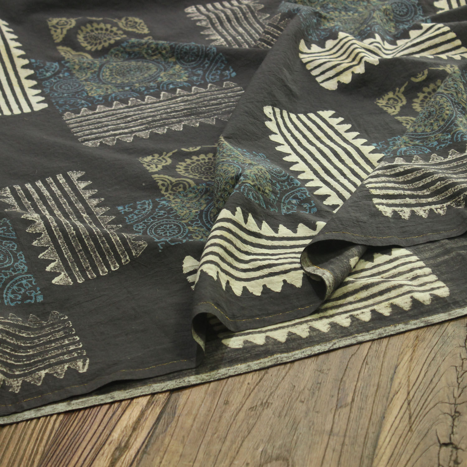 瓦娜家印度纯进口传统工艺手工植物染色印花棉布料衬衫裙袍面料咖