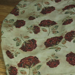 瓦娜家绿底大花铜氨丝印花布料超大牌设计半身连衣裙袍服装面料单