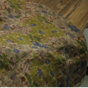 瓦娜家高品色织纯亚麻印花超柔软亲肤布料衬衫 面料黄绿蓝 裙袍服装