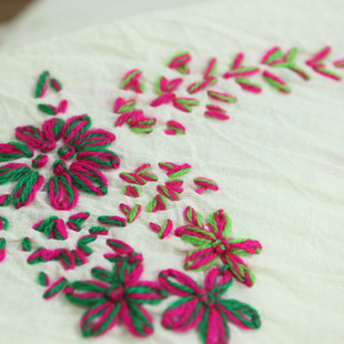 瓦娜印度纯进口传统手工植物染色刺绣花花棉布料衬衫裙袍面料六号