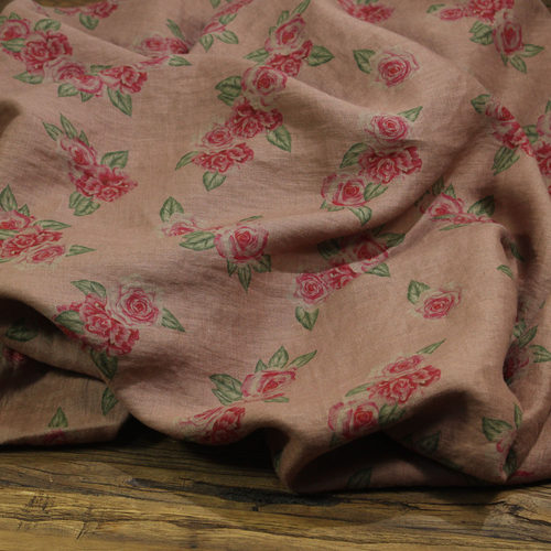 瓦娜家亚麻服装田园印花裙袍面料