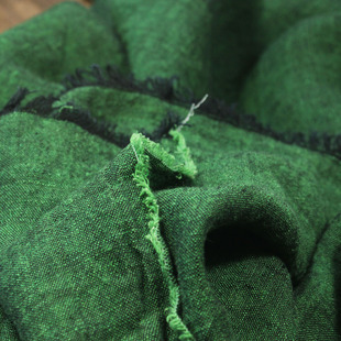 瓦娜家原创设计高端汉麻亚麻混纺布料秋冬加厚裤裙袍服装面料绿色