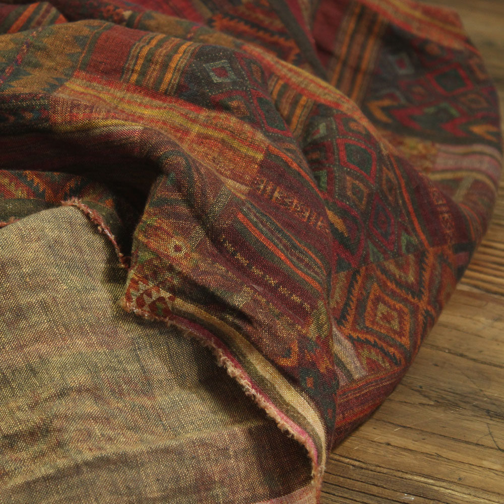 瓦娜原创高品色织纯亚麻印花超柔软亲肤布料衬衫裙袍服装面料锈红,居家布艺,海绵垫/布料/面料/手工diy,淘宝优惠券,粉丝福利购,淘宝优惠卷