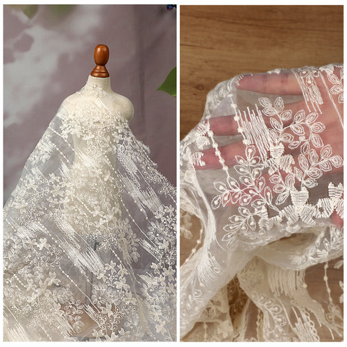 刺绣蕾丝布料汉服婚纱设计师面料