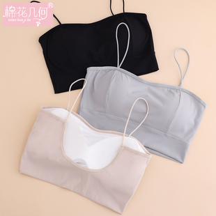 大U美背文胸白色打底防走光无痕夏 2抹胸内衣女冰丝细肩带网红爆款