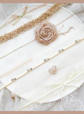 仙女饰品秋冬米色玫瑰吊坠颈链锁骨链温柔软妹风项链超仙颈链女