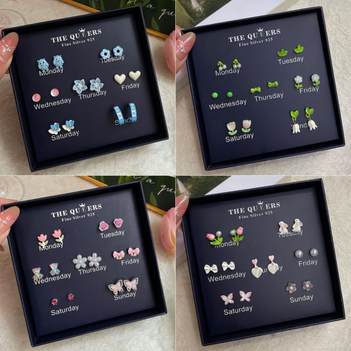 七天不重样春夏小清新花朵简约一周耳钉礼盒套装女高档耳饰送闺蜜