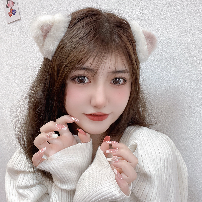 毛绒绒秋冬发夹猫耳朵对夹发饰