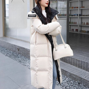 白鹅绒羽绒服女超厚长款修身过膝新款中长款外套