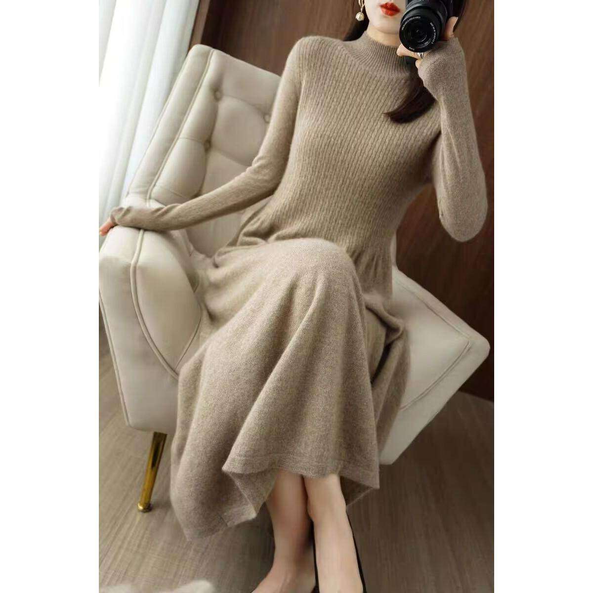 秋冬新款长款羊绒衫毛衣连衣裙宽松伞裙,淘宝优惠券,粉丝福利购,淘宝优惠卷