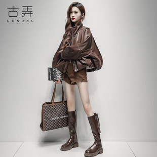 高品质95鹅绒皮衣羽绒服女短款2025冬季新款不显臃肿爆款外套