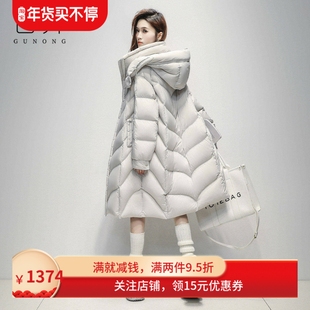 过膝长款鹅绒羽绒服女2025冬季新款高充绒量蓬松时尚保暖加厚外套