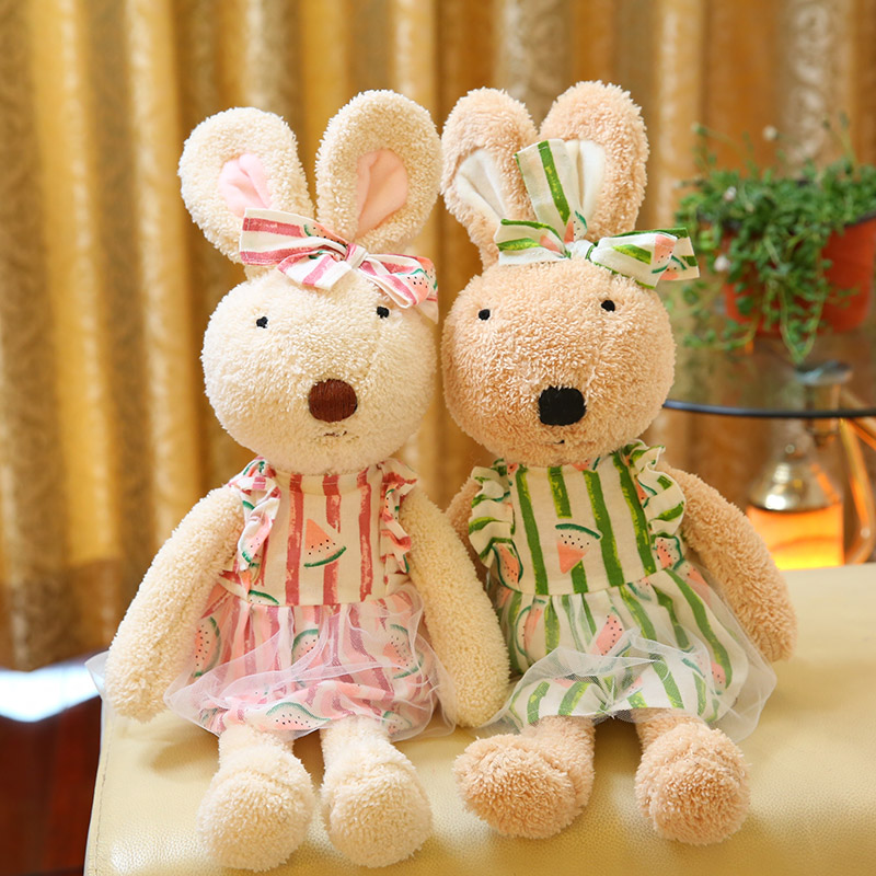 可爱苏克雷兔公仔穿衣西瓜连衣裙小兔子创意玩偶生日礼物女孩儿童