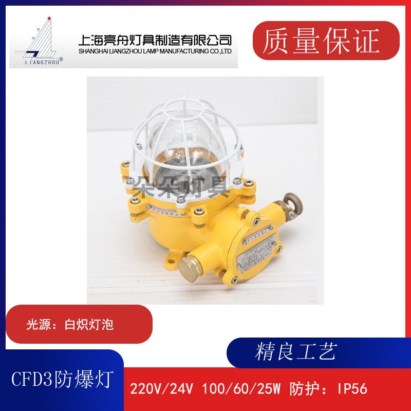 上海亮舟船用铜质防爆灯CFD3/4/5防爆白炽灯舱顶灯带网罩60/100W