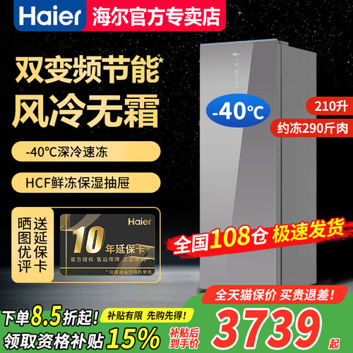 海尔24新品零下-40度立式冷冻柜