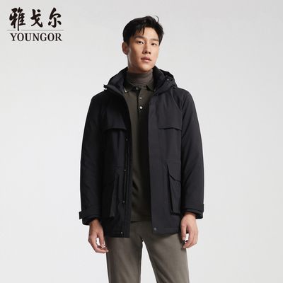 换货雅戈尔男士羽绒服冬季新品保暖可脱卸帽夹克