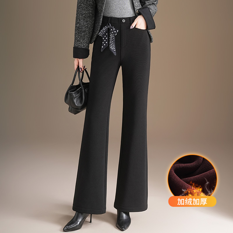 微喇阔腿裤冬季高腰宽松加绒加厚