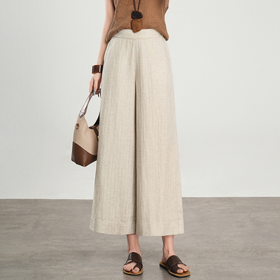 九分小个子直筒裤亚麻阔腿裤