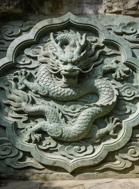 青石盘龙复古影壁石艺术抽象汉白玉精品石雕雕塑摆件校园庭院定制